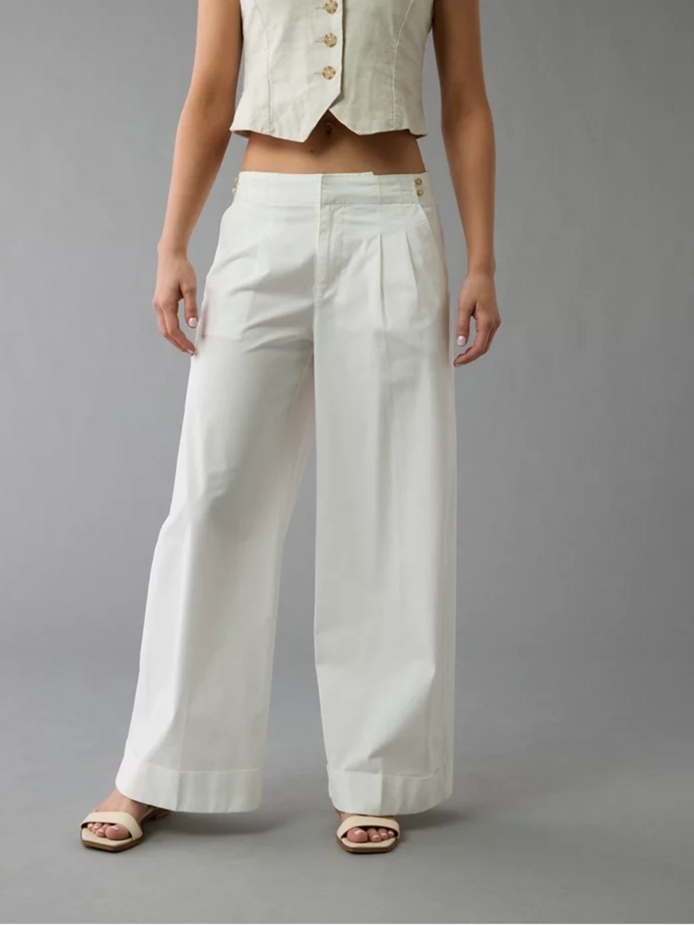 American Eagle Poplin Pull On Pants Wide Leg Size 16